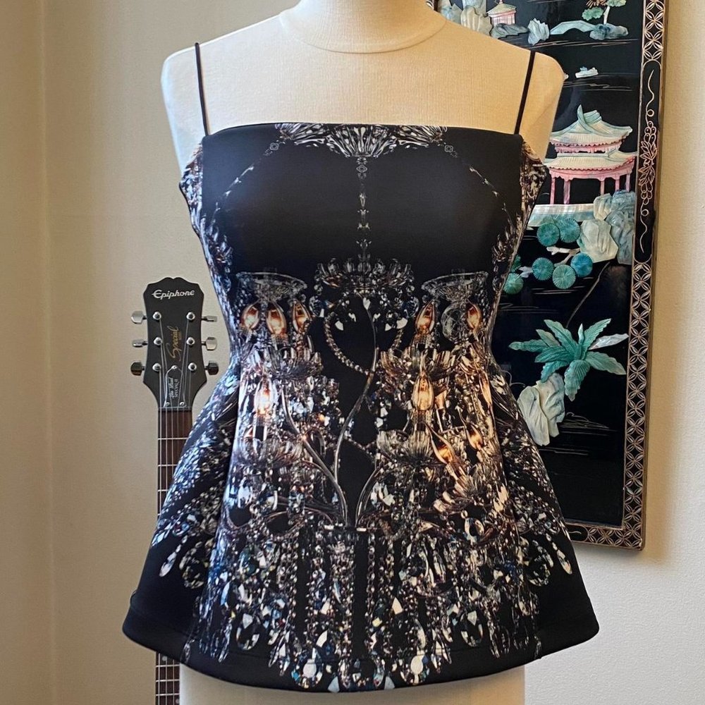 Clover Canyon Crystal Chandelier Tube Tank. Size XS.